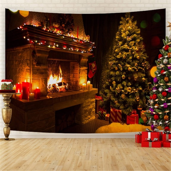 LHWEN Christmas Photography Background Blanket Studio Fabric Seamless Peach Skin with Santa Reindeer Xmas Tree Two Sizes Available for Home Decor Wall Hanging Bedspread Tablecloth Versatile