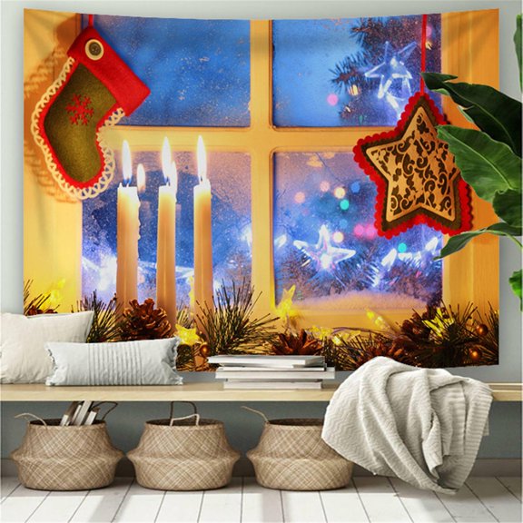 LHWEN Christmas Photography Background Blanket Studio Fabric Seamless Peach Skin with Santa Reindeer Xmas Tree Two Sizes Available for Home Decor Wall Hanging Bedspread Tablecloth Versatile