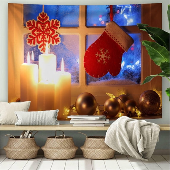 LHWEN Christmas Photography Background Blanket Studio Fabric Seamless Peach Skin with Santa Reindeer Xmas Tree Two Sizes Available for Home Decor Wall Hanging Bedspread Tablecloth Versatile
