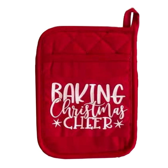LHWEN Christmas Pot Holder Baking Kit Oven Mitts Ornament Printed Gloves Kitchen Cooking Gift for Teacher Neighbor Coworker Family Holiday Gift Exchange Secret Santa Cookie Mix Spatula Set Festive