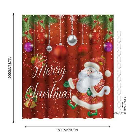 LHWEN Christmas Shower Curtain Funny Crazy Patterns Bathroom Decor Print Polyester Material Holiday Gift Unique Design Washable Easy Care Custom Size Available Create Cozy Festive Atmosphere
