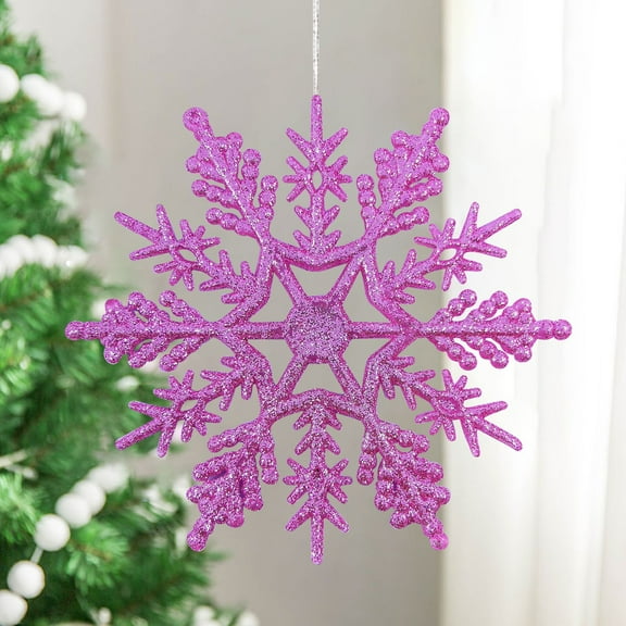 LHWEN Christmas Snowflake Ornaments 24pcs Plastic Hanging Decorations for Xmas Tree Window Holiday Decor Multi-Purpose Accessories for Winter Themed Parties and Gifts