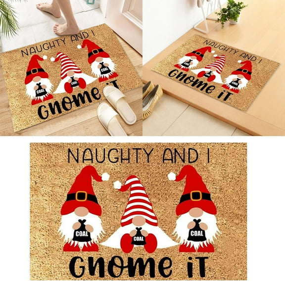 LHWEN Christmas Snowman Santa Door Mat Non Slip Crystal Velvet Hallway Carpet Holiday Decor Soft Anti-Static Floor Mat for Entrance Living Room Kitchen