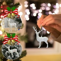 LHWEN Christmas Tree Deer Ornament Set Hanging Figurines Shatterproof Lightweight Easy to Hang Silver String Decoration for Xmas Tree Elegant Home Decor Present