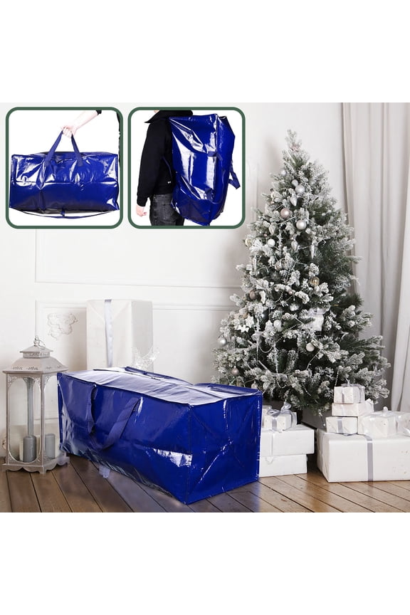 Christmas Tree Storage Bag Heavy-Duty Tarpaulin with Zipper Pocket and Reinforced Handles Compact 29x14x12 Inches Ideal for Storing Artificial Trees Garlands Lights and Household Items Easy