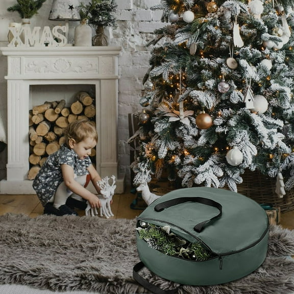 LHWEN Christmas Tree Storage Bag Organizer with Handle Large Red Green Black Ornament Storage Double Zipper Bag for Holiday Decoration Garage Attic Housekeeping Space Saving