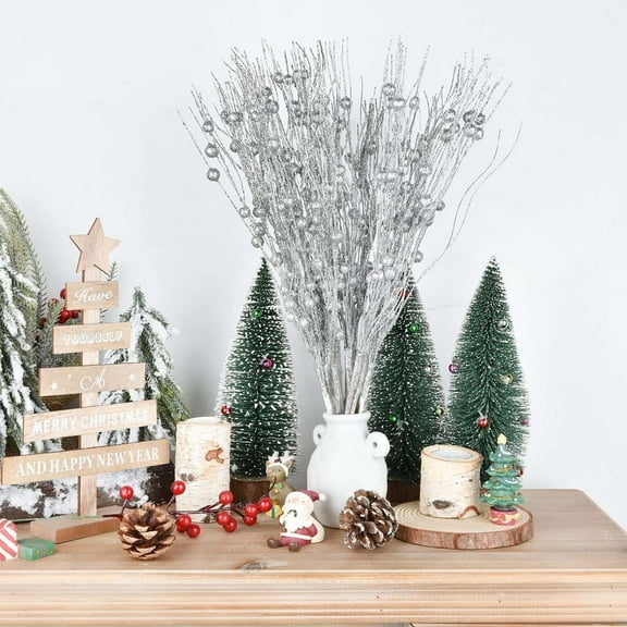 LHWEN Christmas Wreath 43cm Gold Berry Bunches 12 Prong Realistic PE Material Holiday Floral Decorations Ideal for Weddings Parties Home Decor Bridal Bouquet Wrist Flower Kissing Flower Basket