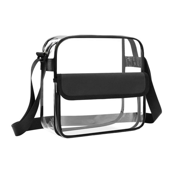 LHWEN Clear Crossbody Bag Stadium Approved Transparent Tote Bag with Adjustable Shoulder Strap for Sports Events Concerts and Travel PVC Handbag with Large Pocket for Water Bottle iPad and Front Pocke