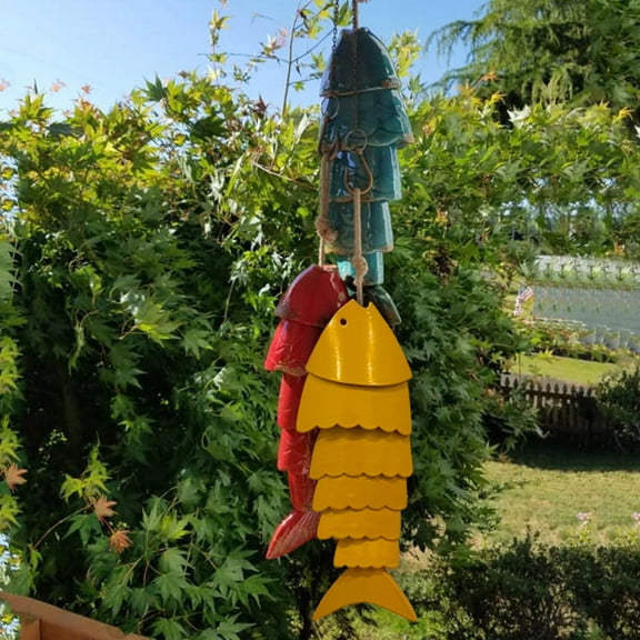 LHWEN Colored Fish Wind Chimes Outdoor Artistic Hanging Porch Garden Yard Metal Decoration Relaxing Tone Japanese Symbolism Weather- Detailed Design Home Decor Patio Terrace Balcony Ornament