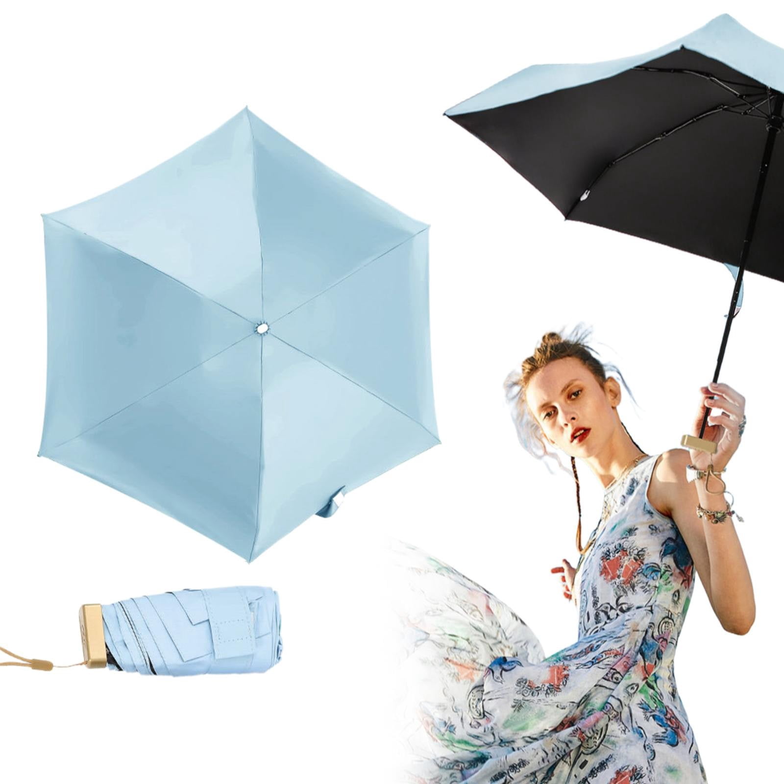 LHWEN Compact Lightweight Umbrella Six-Fold Pocket Sunshade with UPF 50+ Portable Travel Umbrella for Women Ideal for Sun and Rain