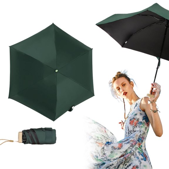 LHWEN Compact Lightweight Umbrella Six-Fold Pocket Sunshade with UPF 50+ Portable Travel Umbrella for Women Ideal for Sun and Rain