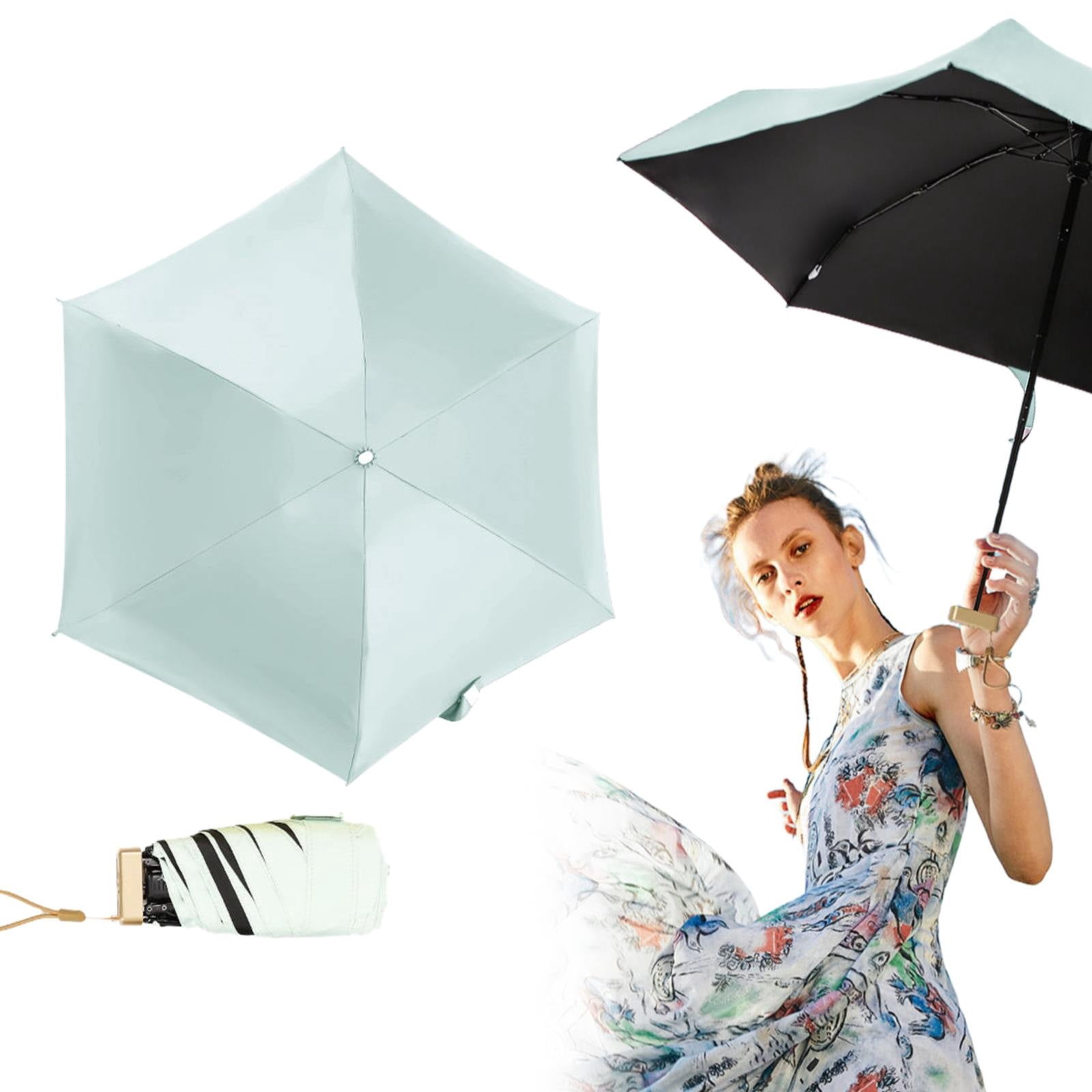 LHWEN Compact Lightweight Umbrella Six-Fold Pocket Sunshade with UPF 50+ Portable Travel Umbrella for Women Ideal for Sun and Rain