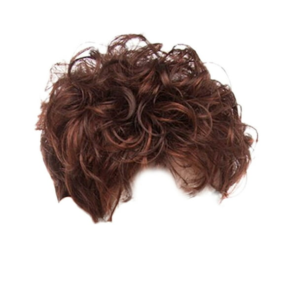 LHWEN Cool Curly Short Wig for Women High Temperature Synthetic Fiber Adjustable Straps Pre-Styled Lightweight Comfortable Full Wig Fashionable Unique Colors Easy to Manage Perfect for Daily Wear