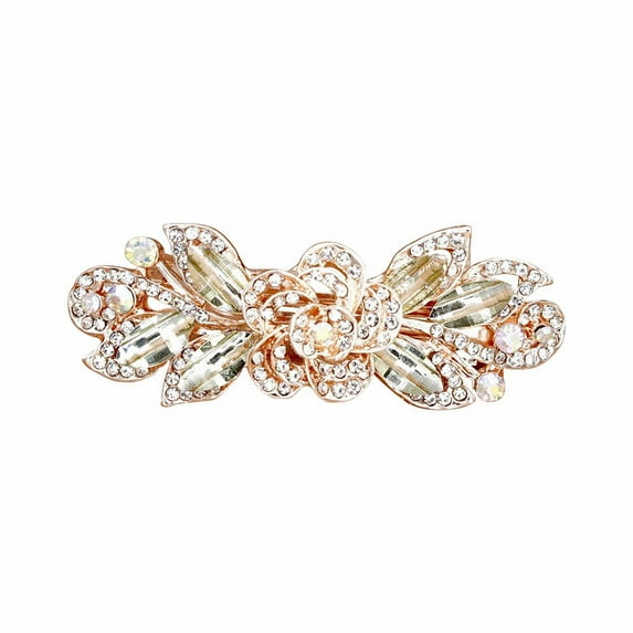 LHWEN Crystal Hair Clip Barrette Flower Rhinestone Bling Crystal Wedding Hairpin Bridal Decorative Headpieces Jewelry for Women Girls Vintage Flower Handmade Sparkling Hair Clips Perfect for Weddings