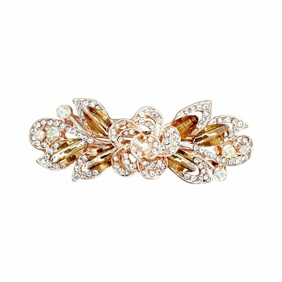 LHWEN Crystal Hair Clip Barrette Flower Rhinestone Bling Crystal Wedding Hairpin Bridal Decorative Headpieces Jewelry for Women Girls Vintage Flower Handmade Sparkling Hair Clips Perfect for Weddings