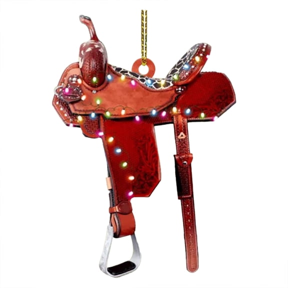 LHWEN Customized Logo Leather Horse Riding Western Saddles Christmas Tree Ornament Acrylic Hanging Pendants for Holiday Party Home Decor Lightweight and Perfect for Indoor and Outdoor Decoration