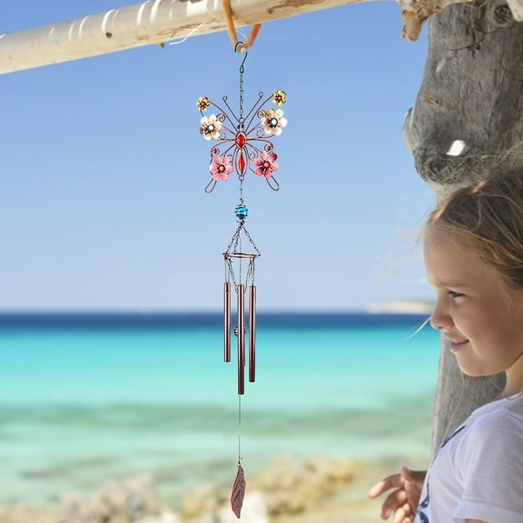 LHWEN Decoration Wind Chime Metal Painted Hanging Home Decor Good Luck Charm Indoor Outdoor Garden Ornament Self-Cultivation Door Window Room Decoration Beautiful Sound Gift 1PC Wind Chime Happy
