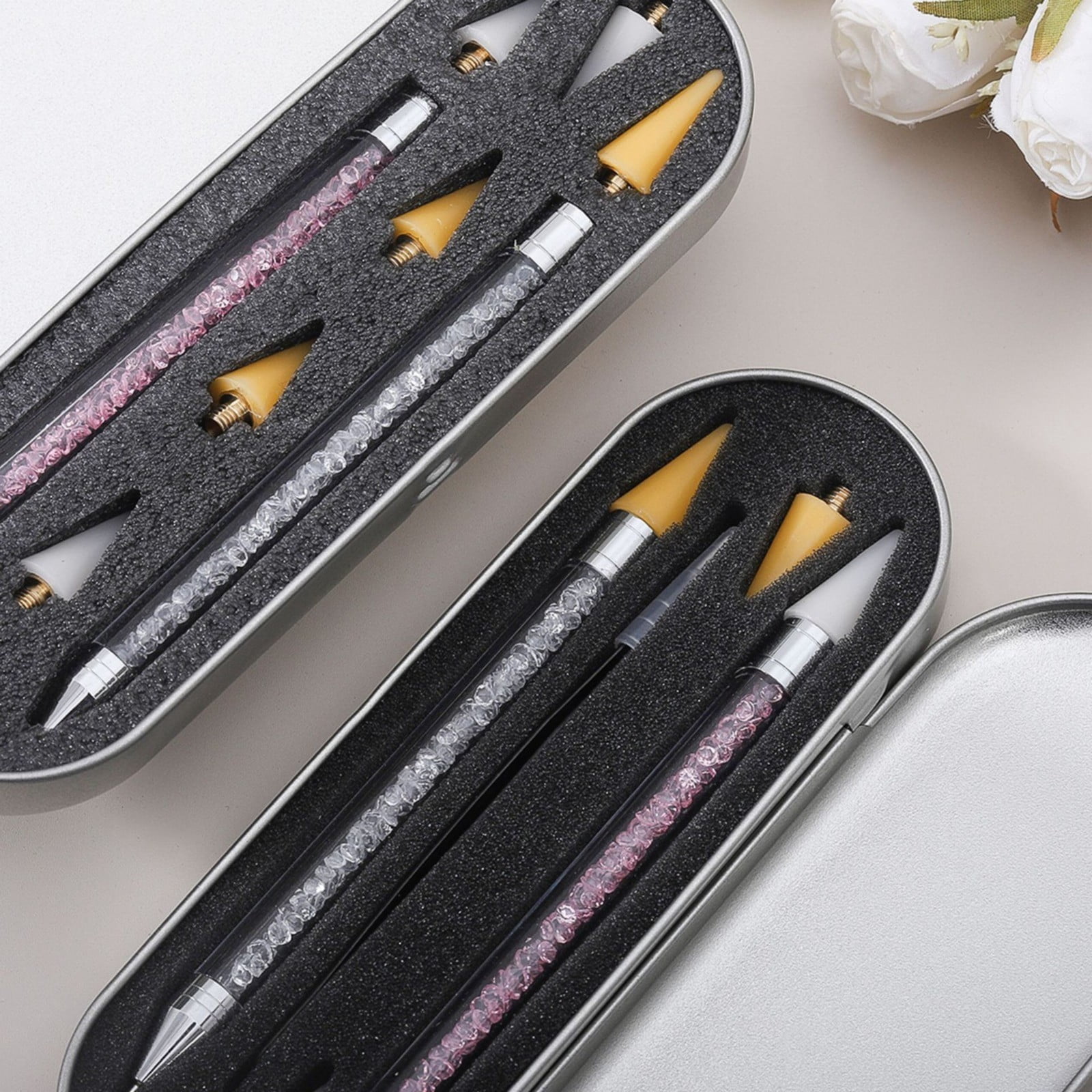 Nail Art Dotting Pen Mit 2.800 Metallperlen – DIY Nagelperlen-Stift Für Maniküre, Gold Oder Silber