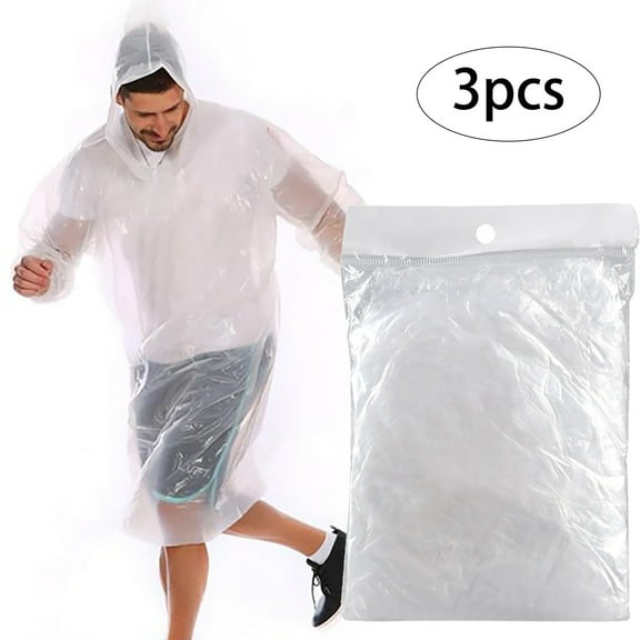 LHWEN Disposable Rain Poncho with Hood 3PCS Unisex Plastic Cover for Sneezing Splash Droplets Lightweight PE Raincoat for Outdoor Events Travel Hygiene