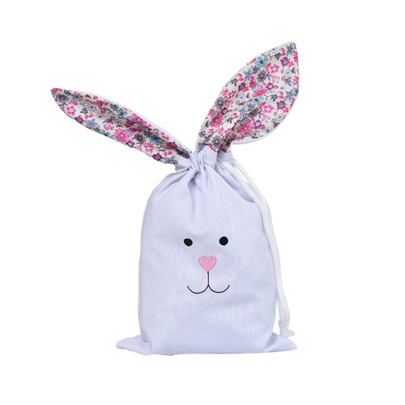 LHWEN Easter Bunny Drawstring Bags Large Easter Burlap Bags With Rabbit Ears Bags Bunny Gift Candy Storage For Kids Easter Party