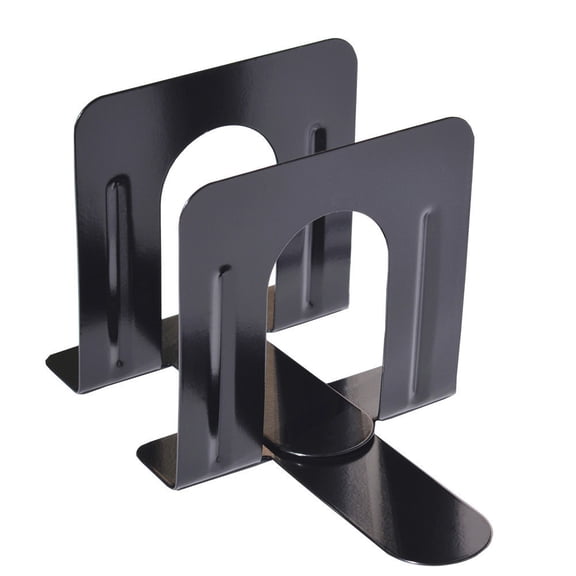 LHWEN Economy Bookends Heavy Gauge Steel Black 5 x 5 x 3/4 Pair Reinforced Ribbing Hard Enamel Finish Home Library Organization Standard Book Holder
