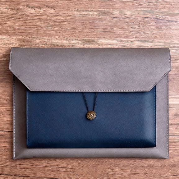 LHWEN Elegant Leather Business Document Bag with Button Closure Large Capacity A4 Document Storage Bag for and Files Premium PU Leather File Organizer Tote for Lightweight and Document Holder