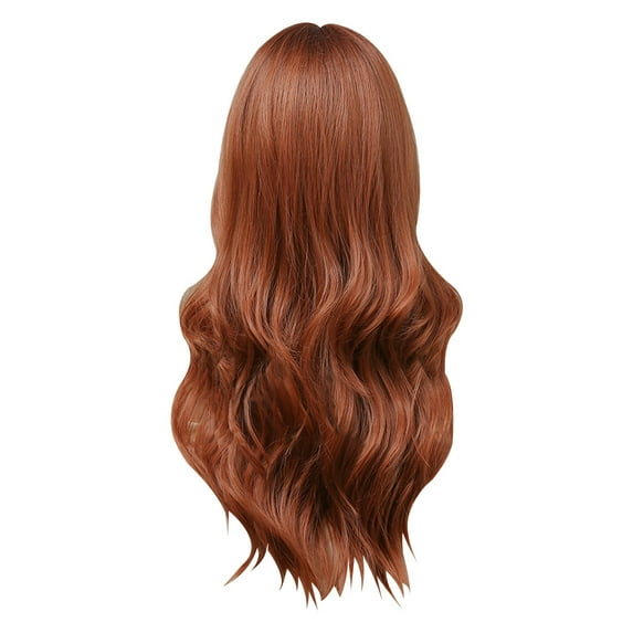 LHWEN European And American Style Ladies Dyed Red Brown Long Curly Hair High Temperature Silk Wig Suitable For Parties Festivals 70cm / 27inches Beauty Salon Straight Hair Fun Lace Wavy Curls Braided