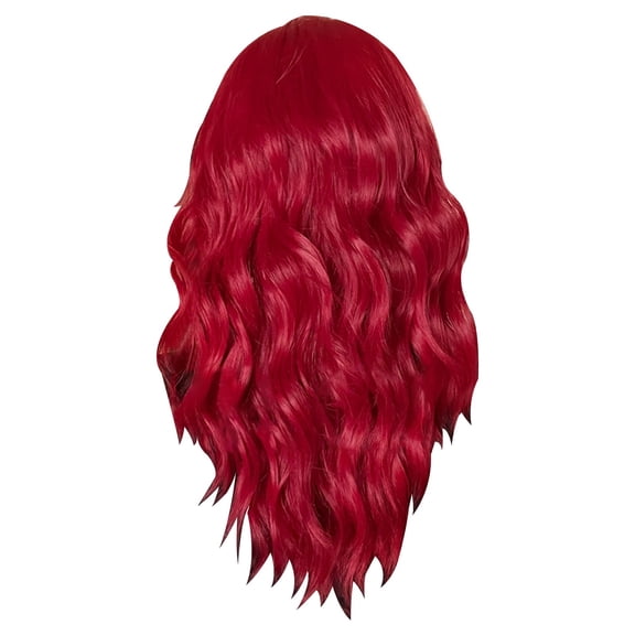 LHWEN European And American Style Wine Red Natural Wavy Long Curly Wig Headgear High Temperature Wire Suitable For Parties Festivals Beauty Salon Straight Hair Fun Lace Wavy Curls Braided
