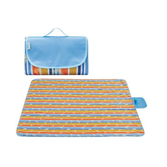 LHWEN Extra Large Sand Proof Outdoor Picnic Blanket Portable Beach Mat for Camping Hiking Festivals 145x80cm Easy Clean Foldable Compact Lightweight Perfect for Travel Family Use Built-in Handle