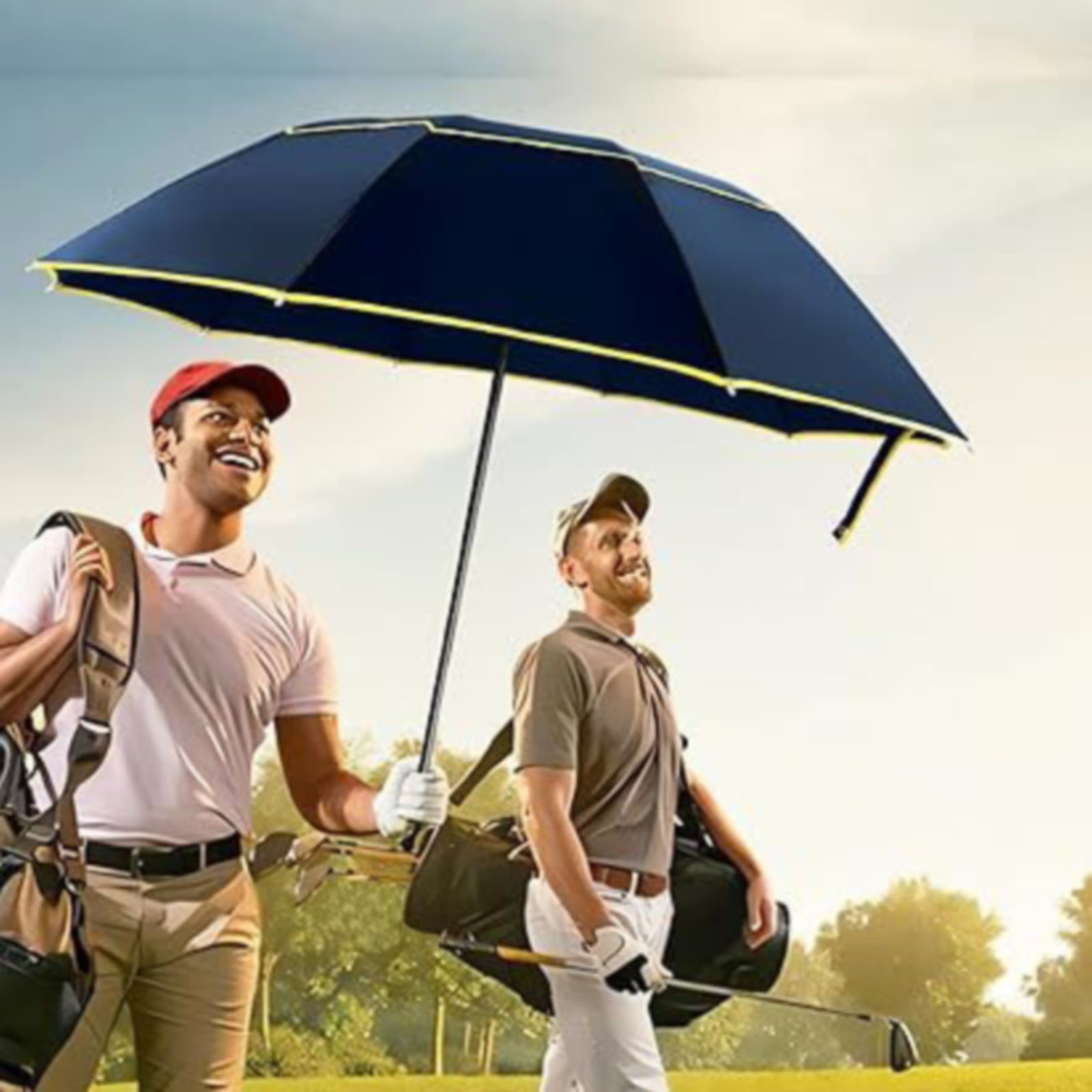 Royal Walk Umbrella Set – 54" Windproof Golf Umbrella + Compact Vented Folding Umbrella