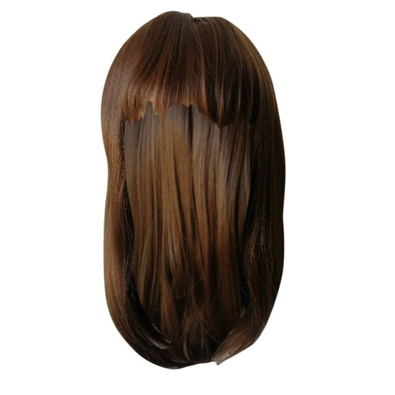LHWEN Fashion Brown Straight Wig for Women Elegant Medium Length Heat Fiber Adjustable Cap Realistic Look Easy to and Maintain Suitable for Most