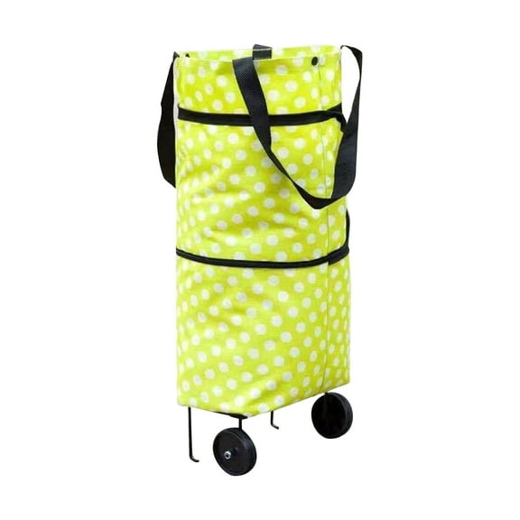 LHWEN Foldable Shopping Bag with Wheels Portable Grocery Cart Large Capacity Trolley Bag for Laundry Grocery Shopping Travel Picnic and Lightweight Tote with Convenient Storage Easy-to-Maneuver