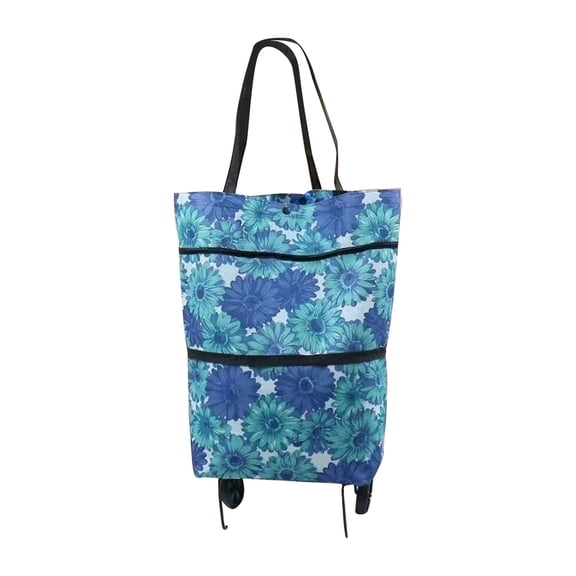 LHWEN Foldable Shopping Bag with Wheels Portable Grocery Cart Large Capacity Trolley Bag for Laundry Grocery Shopping Travel Picnic and Lightweight Tote with Convenient Storage Easy-to-Maneuver