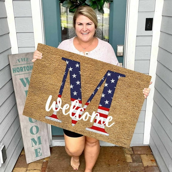 LHWEN Funny Cute Doormat Welcome Friends New Home Door Mat Low-Profile Outdoor Mat Front Door Thin Rug Custom Pattern Design Patio Entryway Camping RV Porch Garage Garden Laundry Room Toilet Living