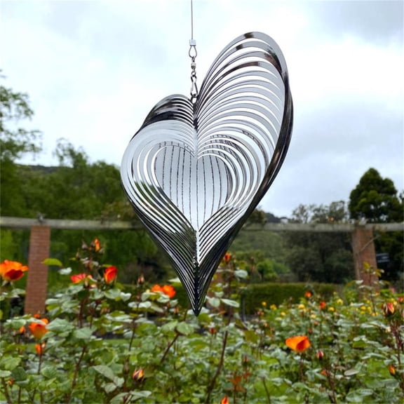 LHWEN Garden Hanging Heart Wind Catcher Yard Home Decor Beating Heart Wind Outdoor Indoor Ornament Stainless Steel Wind Chime Calming Anxiety Reduction Visual Effect Light Patio Veranda Tree Decor