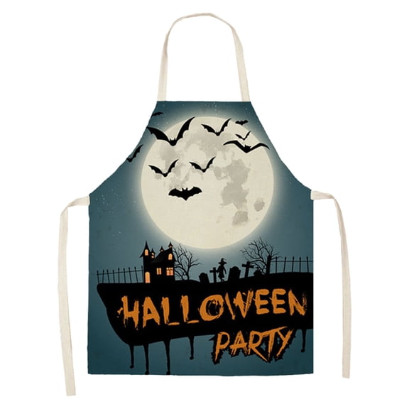 LHWEN Hallowee-n Cooking Apron Scary Face Bats Design Adjustable Kitchen Apron for Women Men Baking BBQ Party Decorations Cotton Linen Breathable Perfect Gift for Halloween Parties Houses