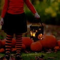 thumbnail image 1 of LHWEN Halloween Candy Bags Trick Or Bags Light-Up Halloween Buckets Full Halloween Theme Pumpkins Bats 9.8" Diameter x 9.8" High LED Design Multipurpose Reusable Lightweight Sturdy Material Polyester, 1 of 3
