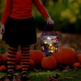 thumbnail image 1 of LHWEN Halloween Candy Bags Trick Or Bags Light-Up Halloween Buckets Full Halloween Theme Pumpkins Bats 9.8" Diameter x 9.8" High LED Design Multipurpose Reusable Lightweight Sturdy Material Polyester, 1 of 3