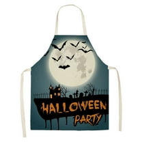 LHWEN Halloween Cooking Apron Scary Face Bats Adjustable Kitchen Apron for Women Men Halloween Party Decorations Baking BBQ Apron Cotton Linen Breathable Great for Halloween Parties Gift Idea