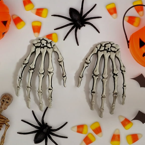 LHWEN Halloween Decoration Skeleton Hands Pair Realistic Life Size Display Artist Use Halloween Tree Wall Decoration Reusable Plastic Scary Handheld Ornaments Perfect House Prop Attract Guests