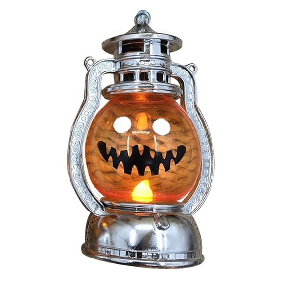 LHWEN Halloween Decorative Pumpkin Vintage Easter Plastic Electronic Candle Handheld Pumpkin Electroplated American Wind Traditional Craftsmanship Creative Patterns Strong Participation Multiple
