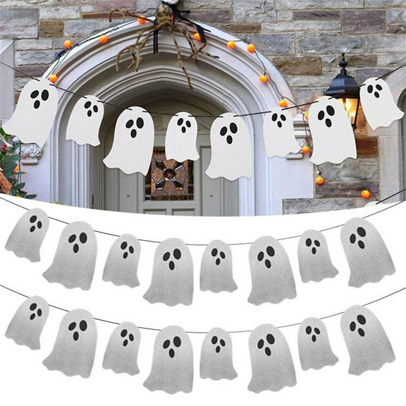 LHWEN Halloween Flower Banner Party House Door Hanging Decoration Material Thick and for All Ages Cute Expressions 3 Large Flowers 3 Small Flowers 1 Rope Neatly Cut Edges Perfect for Baby Room