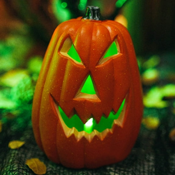 LHWEN Halloween Scary Pumpkins Hollowed Out LED Lighting Indoor Outdoor Decoration Props Party Decorations Plastic Material Classical Pumpkin Patterns Cute Look Available in Two Perfect