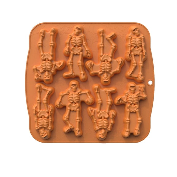 LHWEN Halloween Silicone Skeleton 8 Cavity Chocolate Baking DIY Cake Candy Dessert Sturdy Silicone Material Eye-Catching 3D Design Fun Skeleton Theme High Temperature Resistance Non-Stick Reusable