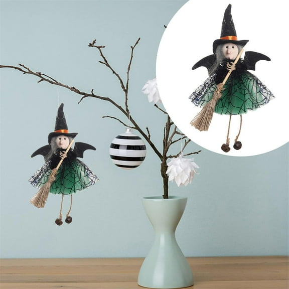 LHWEN Halloween Witch Doll Wooden Decor Cute Witch Hangings Mysterious Holiday Atmosphere Halloween Ornaments Small Lightweight Witch Figurines Festive Props Easy Store House Decorations