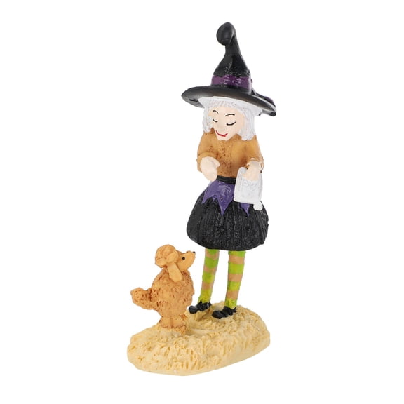 LHWEN Halloween Witch Statue Hand Painted Resin Crafts Creative Desktop Ornament Home Living Room Bedroom Decoration Unique Holiday Decor Exquisite Workmanship Realistic Halloween Theme