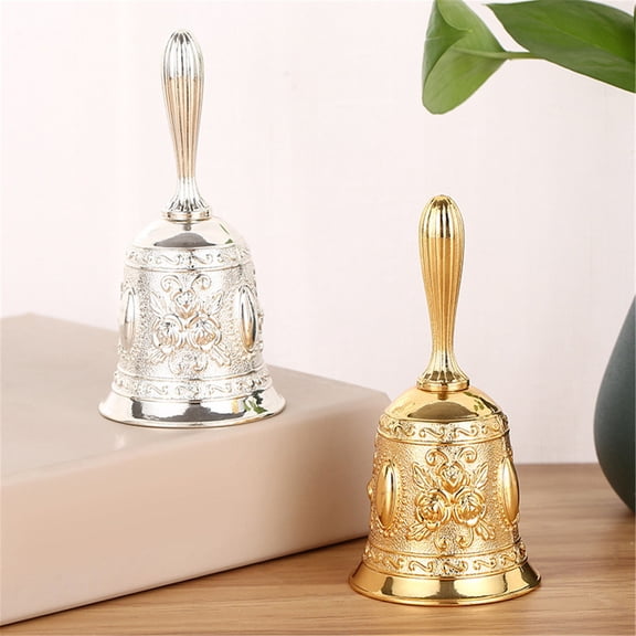 LHWEN Hand Bell Call Bell Musical Instrument Floral Pattern Home School Church Restaurant Clear Loud Sound Alarm Service Game Alloy Bright Color Exquisite Ornament Sturdy Decoration Multifunctional