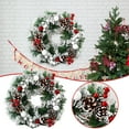 thumbnail image 1 of LHWEN Handmade Christmas Berry Wreath 32cm Rustic Flocked Floral Front Door Decoration with Mixed Decorations for Indoor Outdoor Holiday Decor, 1 of 7