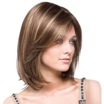 LHWEN High Temperature Silk Blonde Mixed Color Long Curly Wig with Adjustable Cap Women's Short Curly Hair with Golden Headband Realistic Lace Front Soft and Natural Looking Suitable for Daily Wear