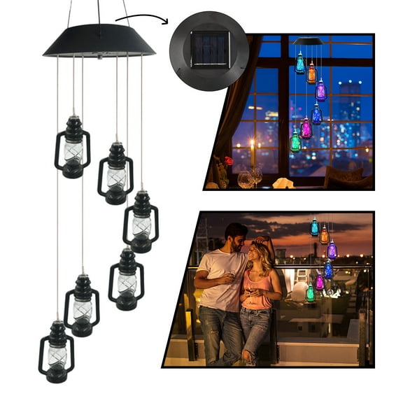 LHWEN Home Courtyard Solar Kerosene Bottle Wind Chime Lamp Pendant Decoration Outdoor Lighting Garden Tree Patio Festive Atmosphere Birthday Friend Family Gatherings IP55 ABS Material Solar Energy